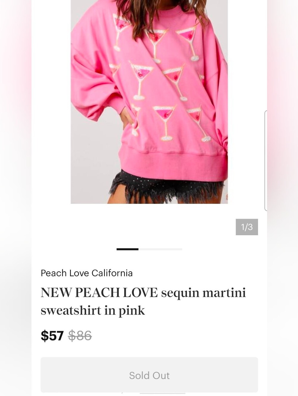 Pink Sequin Martini Sweatshirt